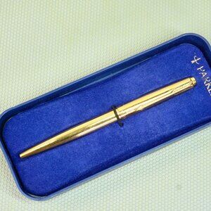 Vintage Parker Classic Gold Tone Ballpoint Pen, with Case, Made in USA